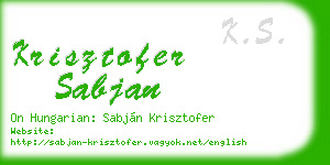 krisztofer sabjan business card