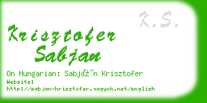 krisztofer sabjan business card